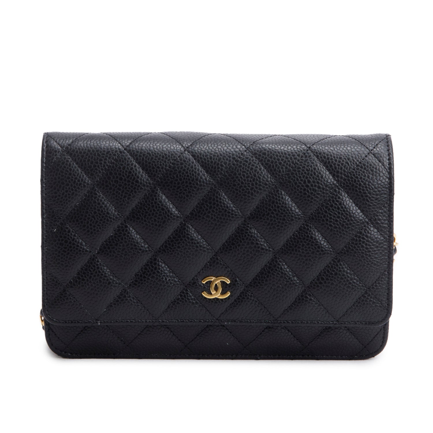 Chanel Quilted Caviar Classic on Leather Black Wallet Case 15