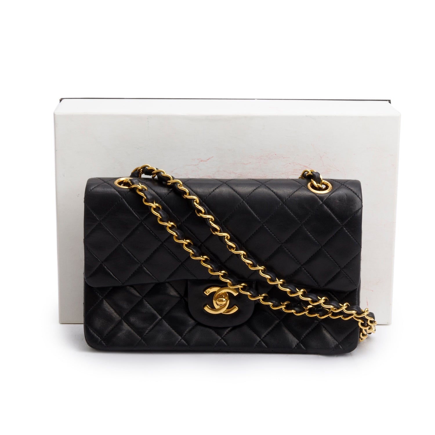 Chanel Quilted Classic Double Flap Leather Lambskin Black Travel Bag 9