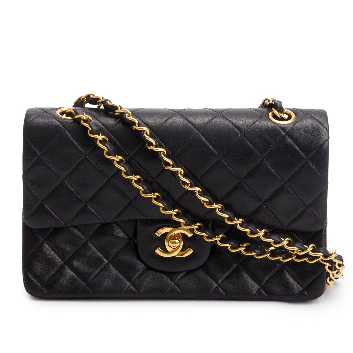 Chanel Quilted Classic Double Flap Leather Lambskin Black Travel Bag 9
