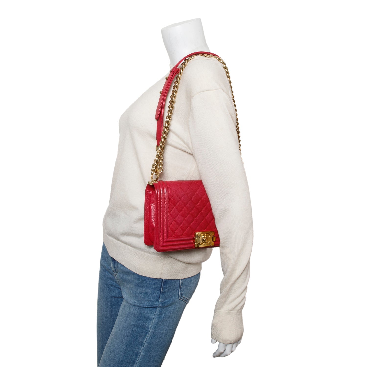 Chanel Caviar Quilted Boy Pink Travel Bag