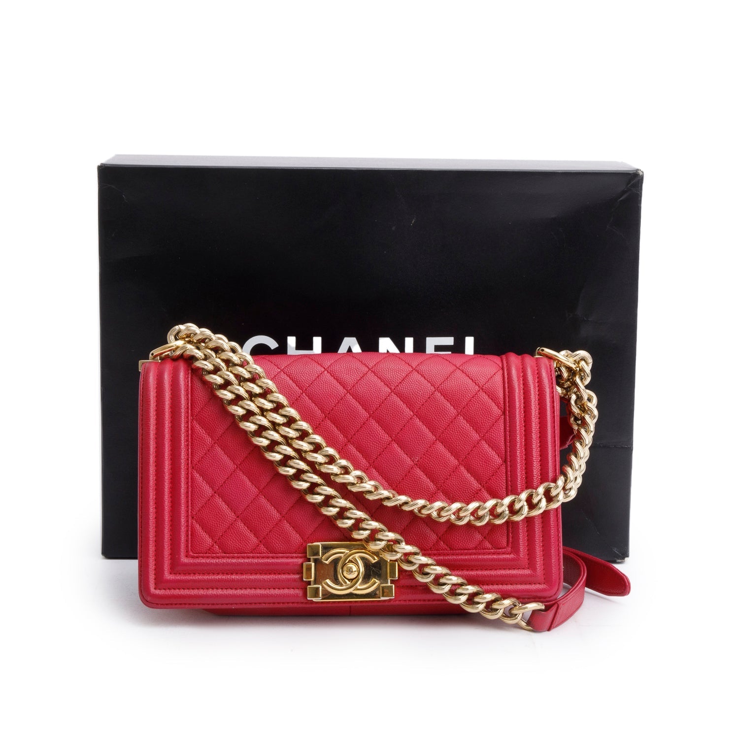 Chanel Caviar Quilted Boy Pink Travel Bag