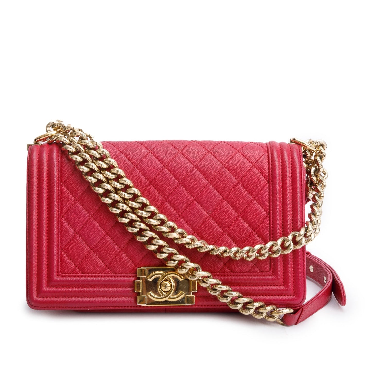 Chanel Caviar Quilted Boy Pink Travel Bag