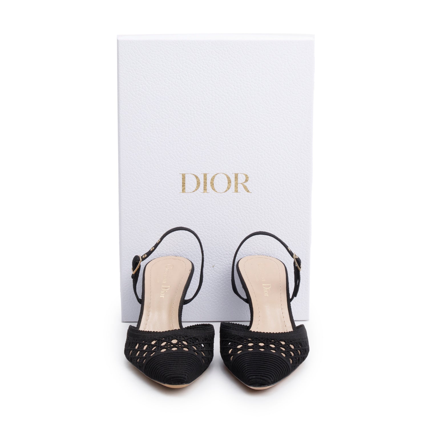 Dior Christian Mesh Fabric Capture Slingback Pumps, Size Black Shoes