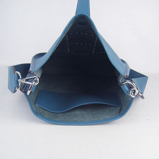 Hermes Luxury Evelyne I Handbag Blue Silver Travel Bag
