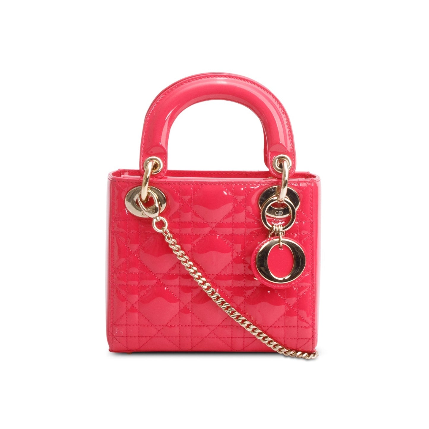 Dior Christian Cannage Patent Lady Bag Leather Pink Travel Bag Dior Bag