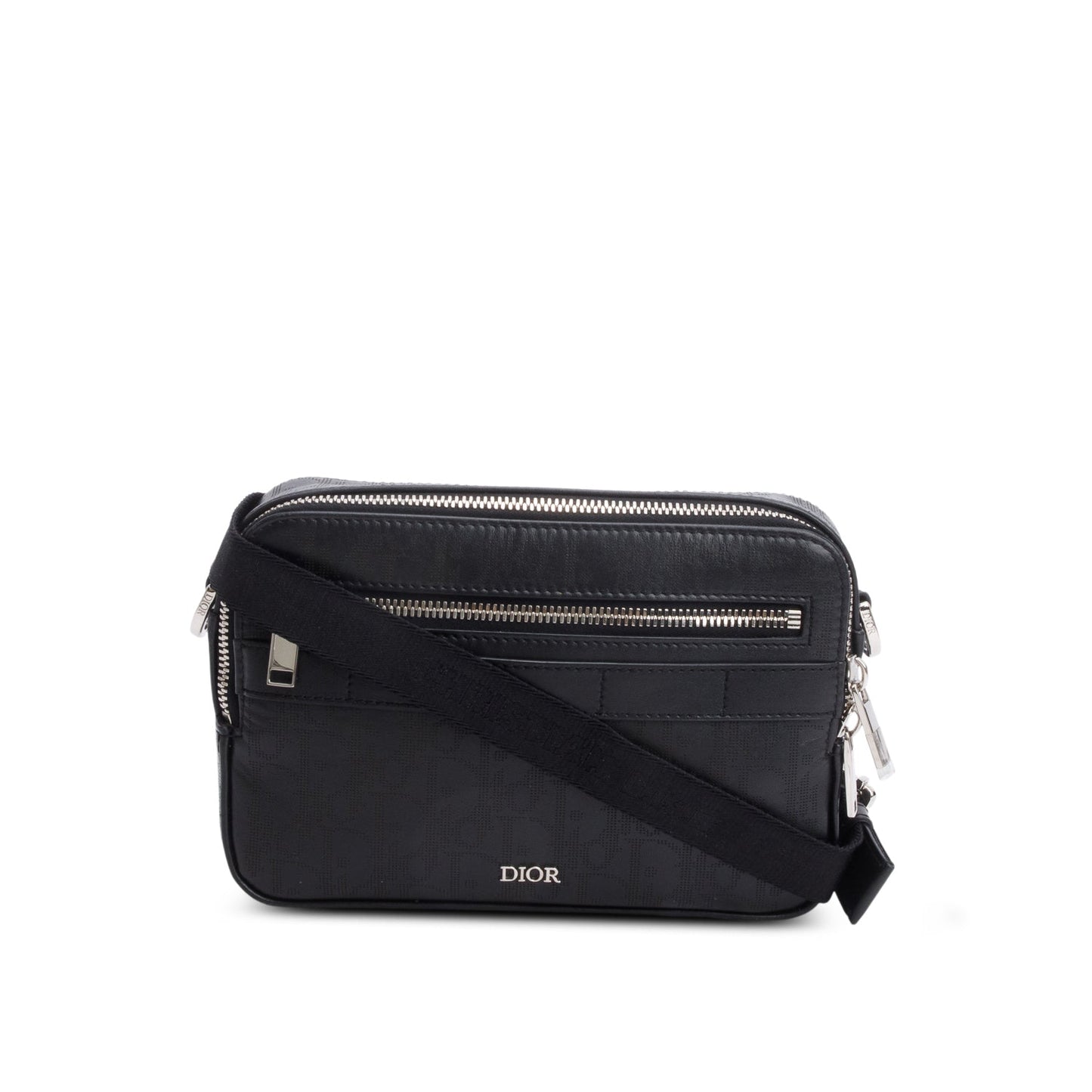 Dior Christian Oblique Galaxy Safari Messenger Pouch Handbag Leather Black Travel Bag