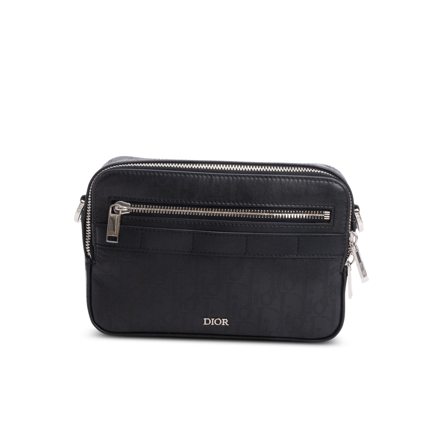 Dior Christian Oblique Galaxy Safari Messenger Pouch Handbag Leather Black Travel Bag