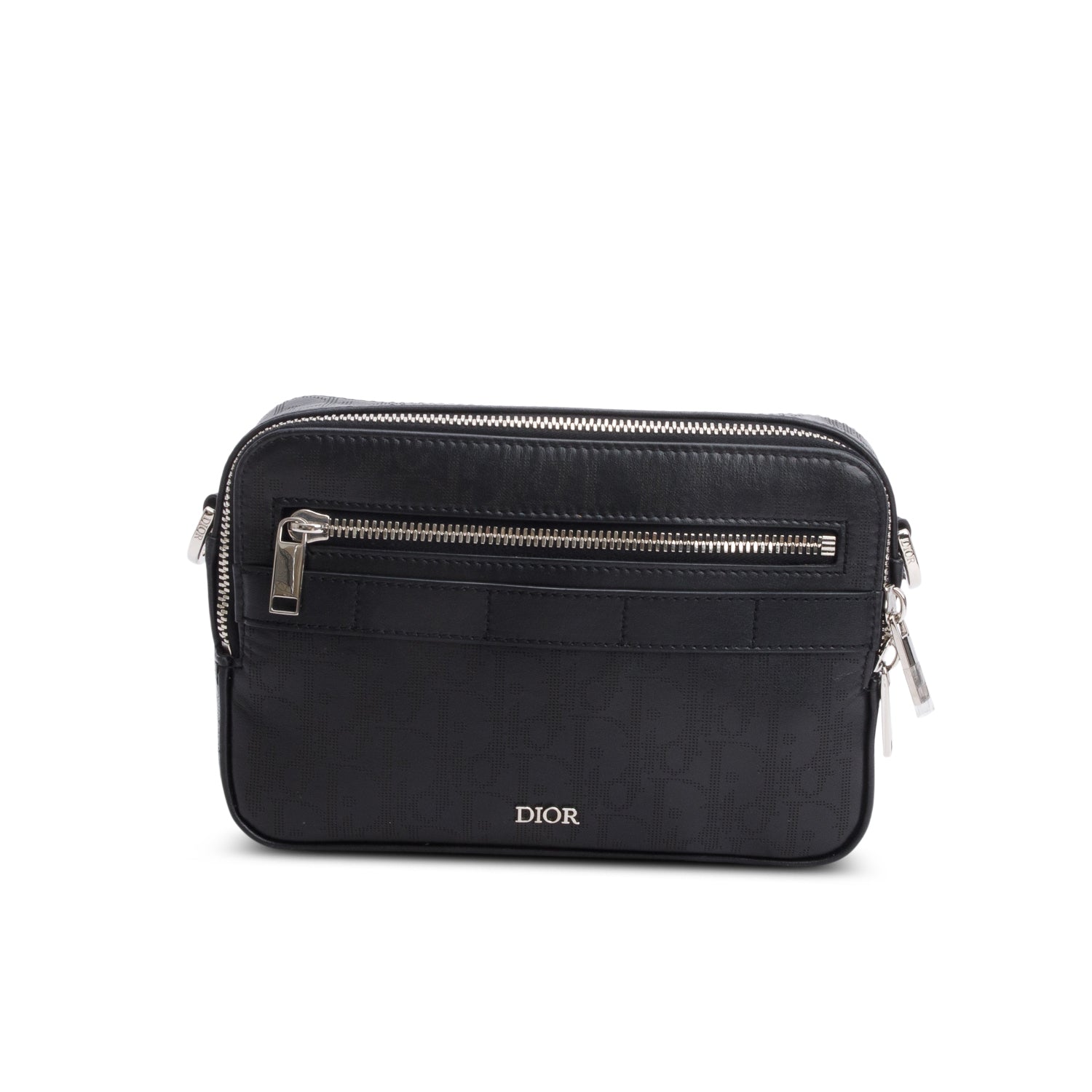 Dior Christian Oblique Galaxy Safari Messenger Pouch Handbag Leather Black Travel Bag