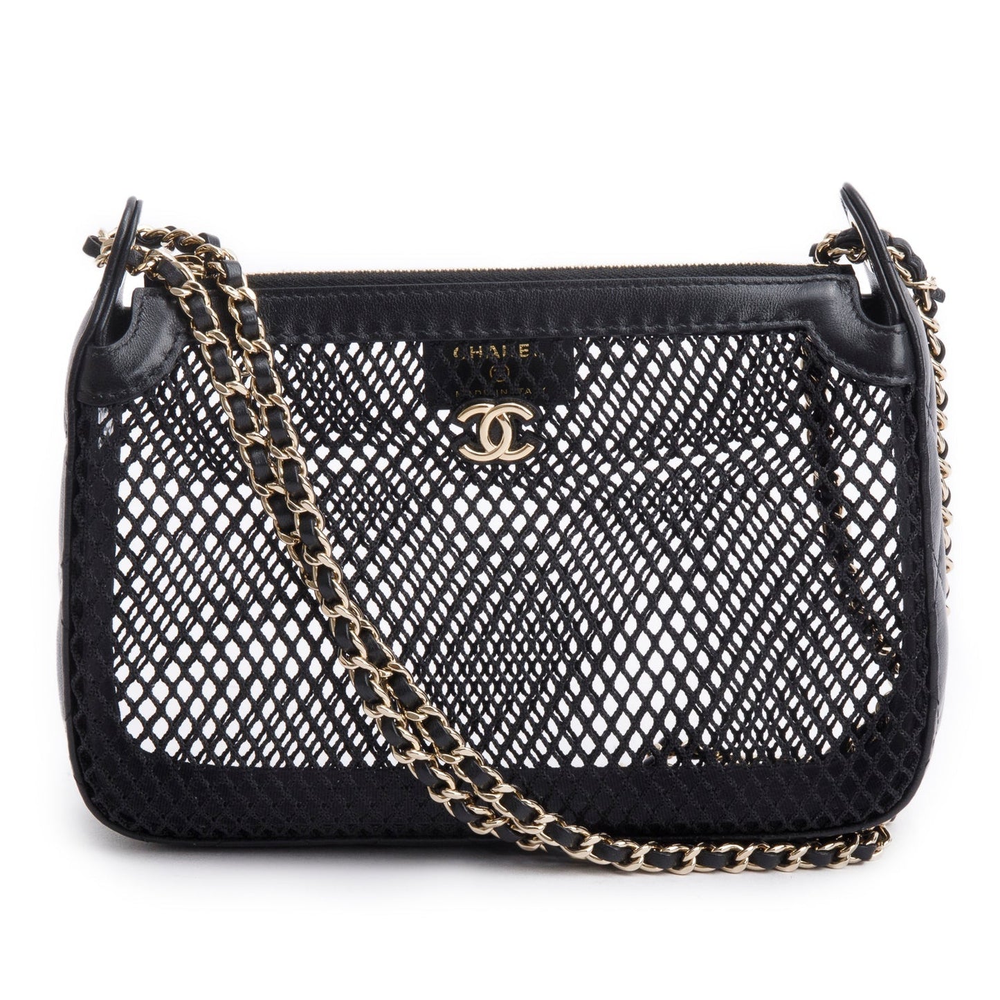 Chanel Mesh Shiny Lambskin Black Travel Bag