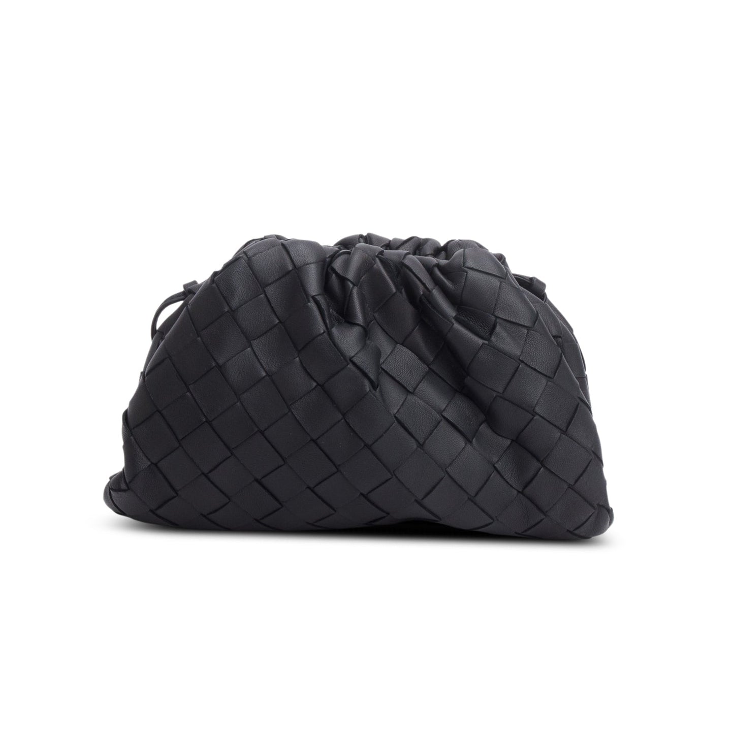 Bottega Veneta Blsck Calfskin Intrecciato The Pouch Travel Bag Leather Mini