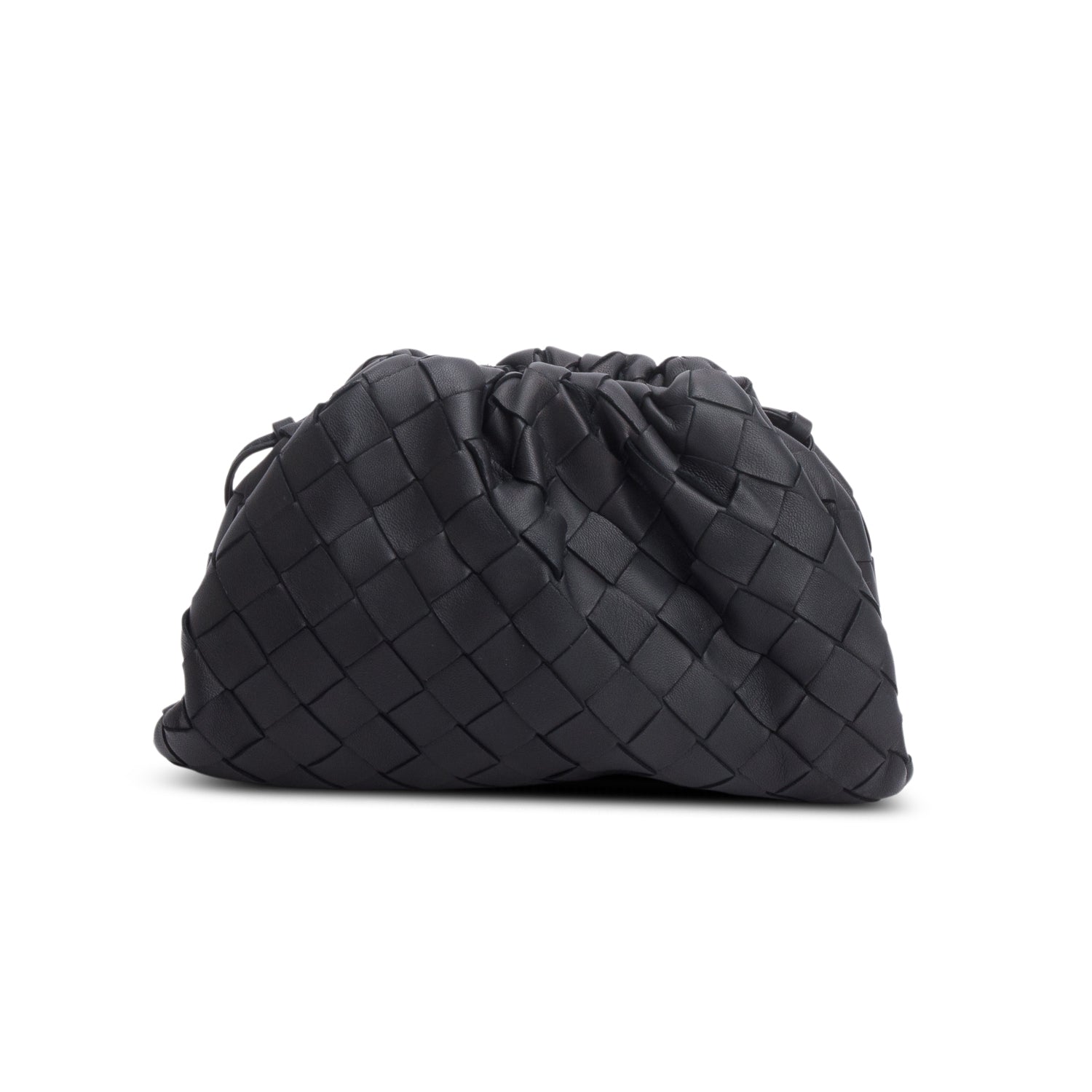 Bottega Veneta Blsck Calfskin Intrecciato The Pouch Travel Bag Leather Mini