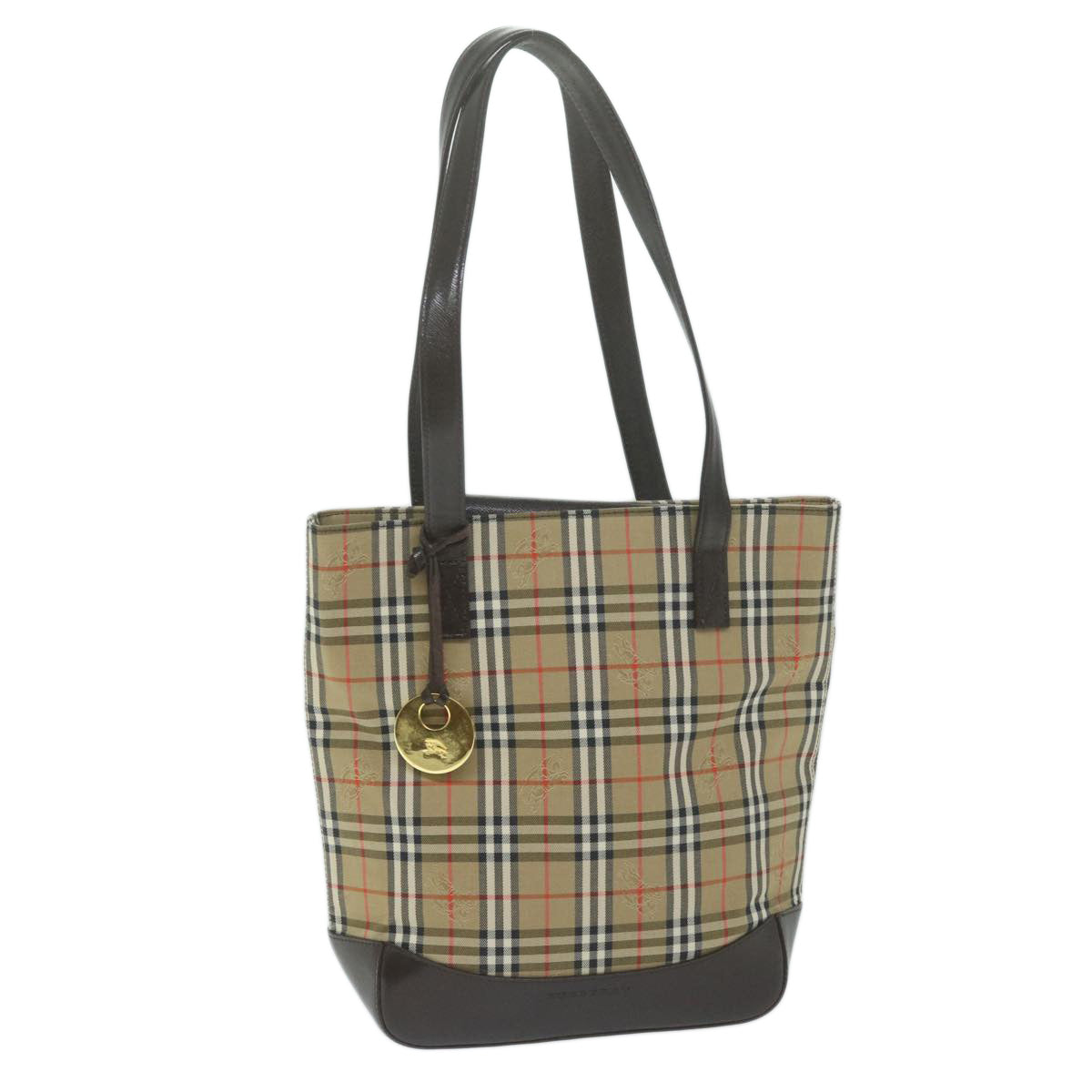 Burberry Luxury Nova Check Tote Bag Auth Canvas Nylon Beige