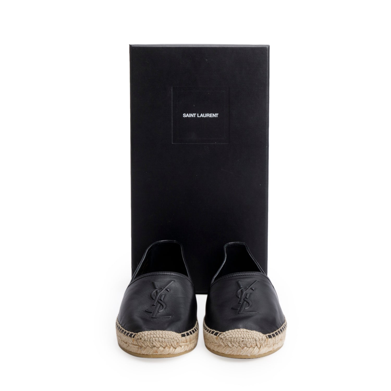 YSL Saint Laurent Lambskin Espadrilles Size Travel Bag Leather Black