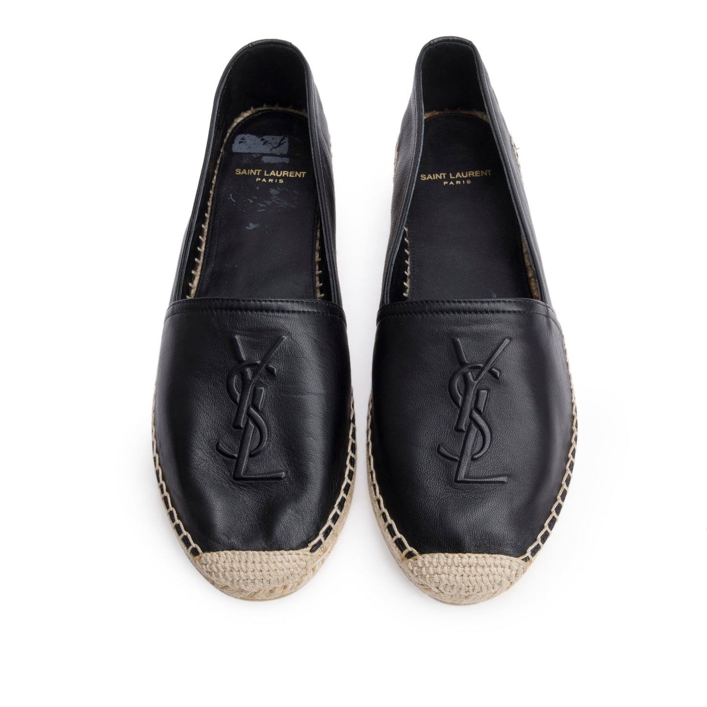 YSL Saint Laurent Lambskin Espadrilles Size Travel Bag Leather Black