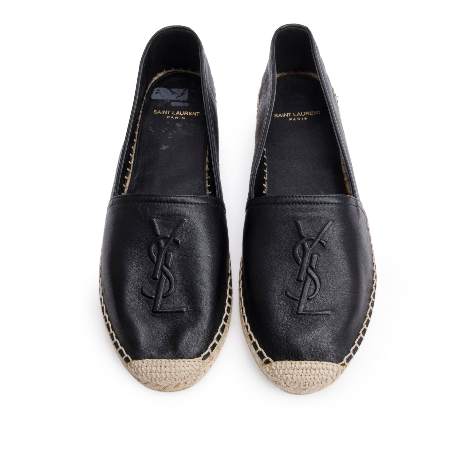 YSL Saint Laurent Lambskin Espadrilles Size Travel Bag Leather Black