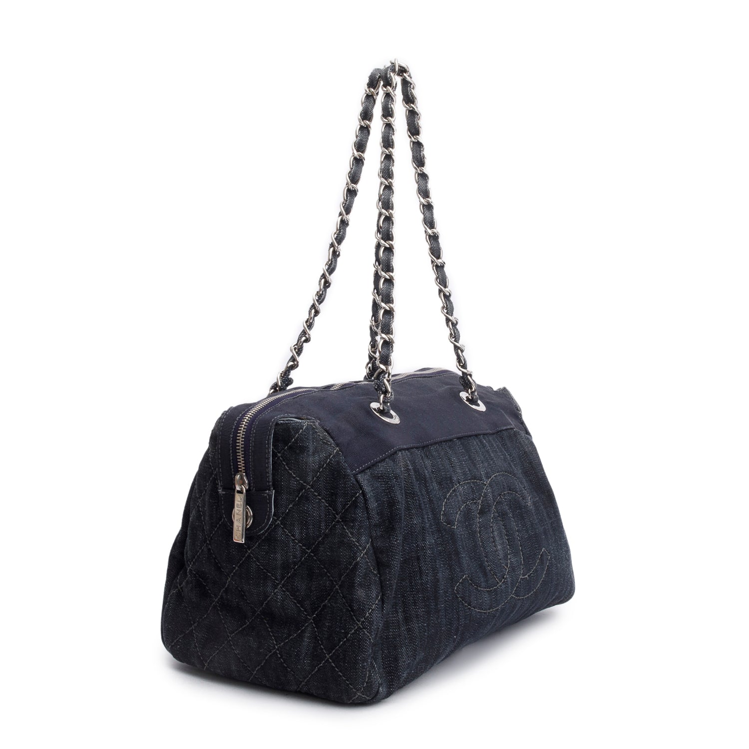 Chanel Denim Grosgrain CC Blue Travel Bag