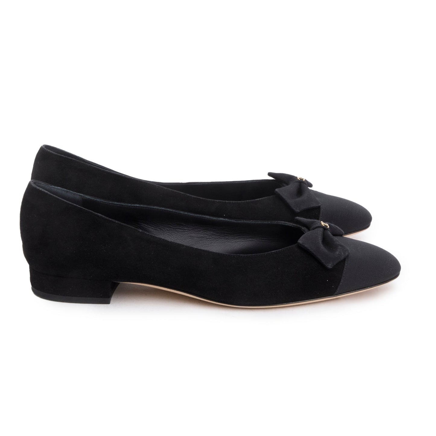 Chanel Suede Grosgrain Interlocking CC Bow Black Shoes