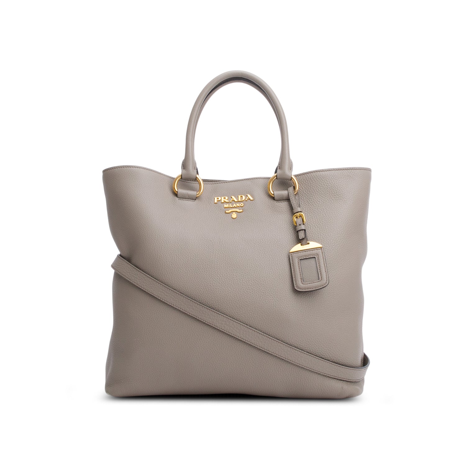 Prada Grey Vitello Phenix Convertible Shopper Tote Handbag Tote Bag