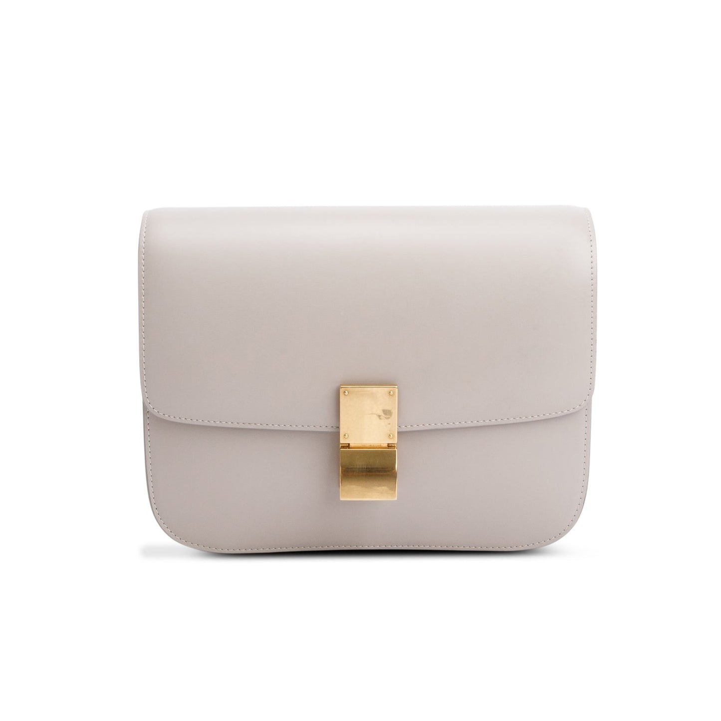 Celine Grey Calfskin Classic Box Bag Medium Flap Travel Bag