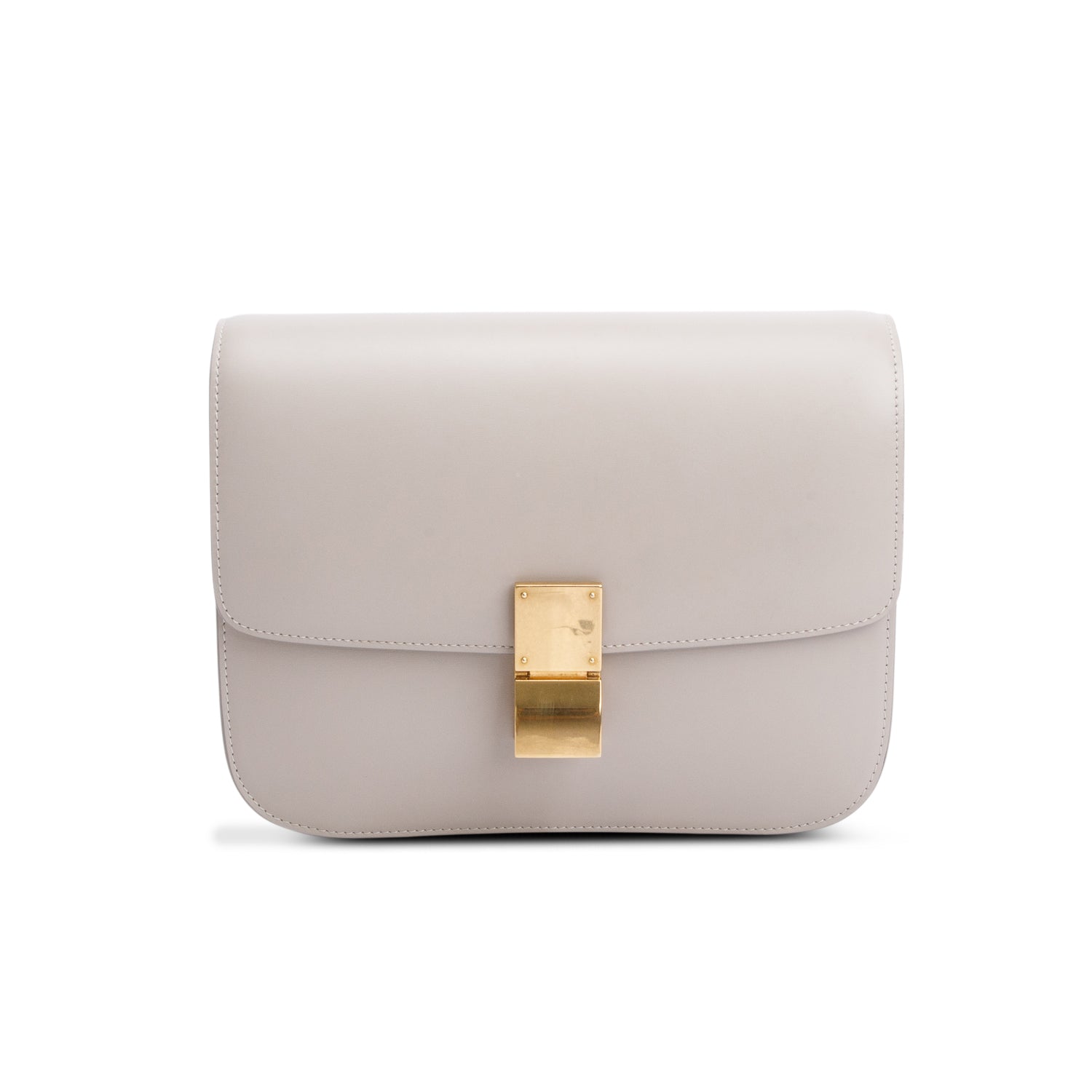Celine Grey Calfskin Classic Box Bag Medium Flap Travel Bag