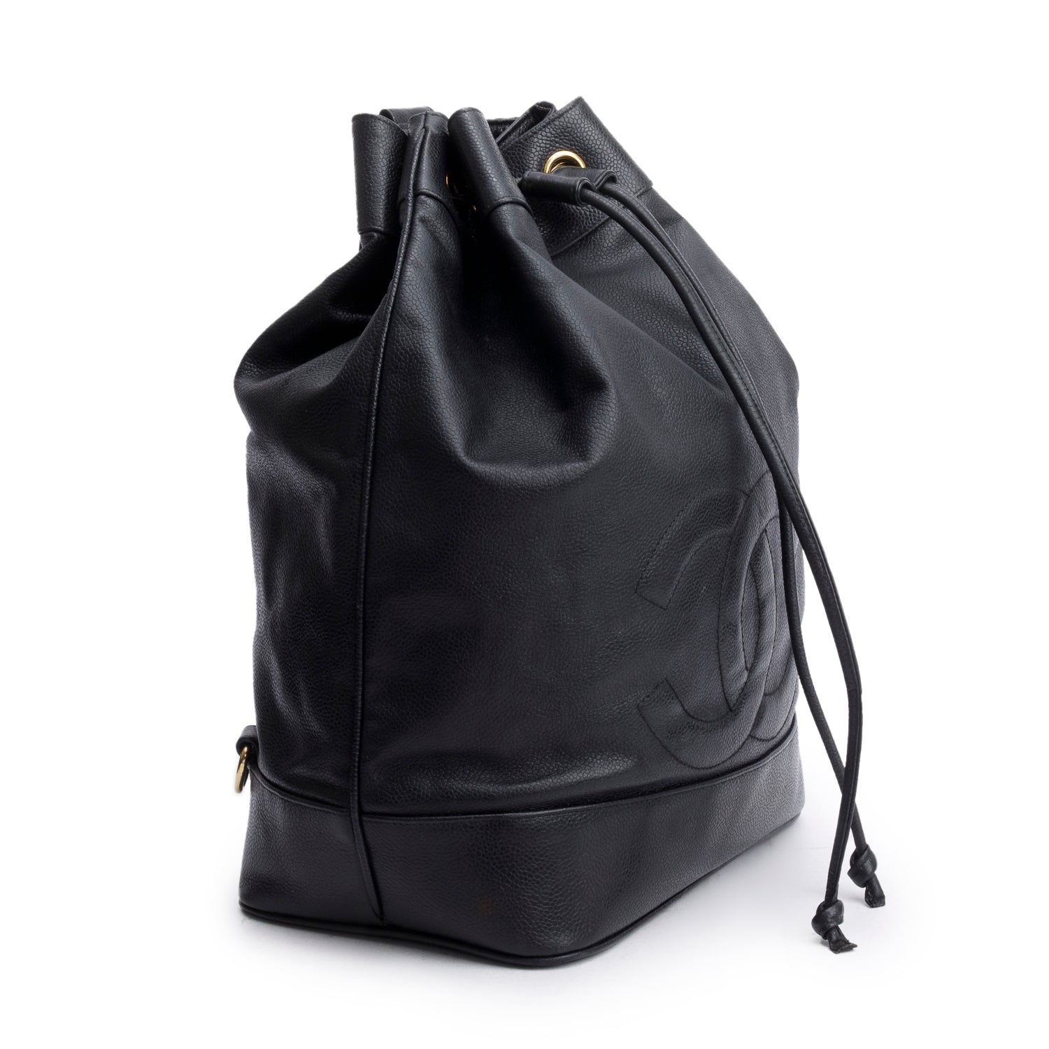 Chanel Caviar Drawstring Sling Black Jewelry