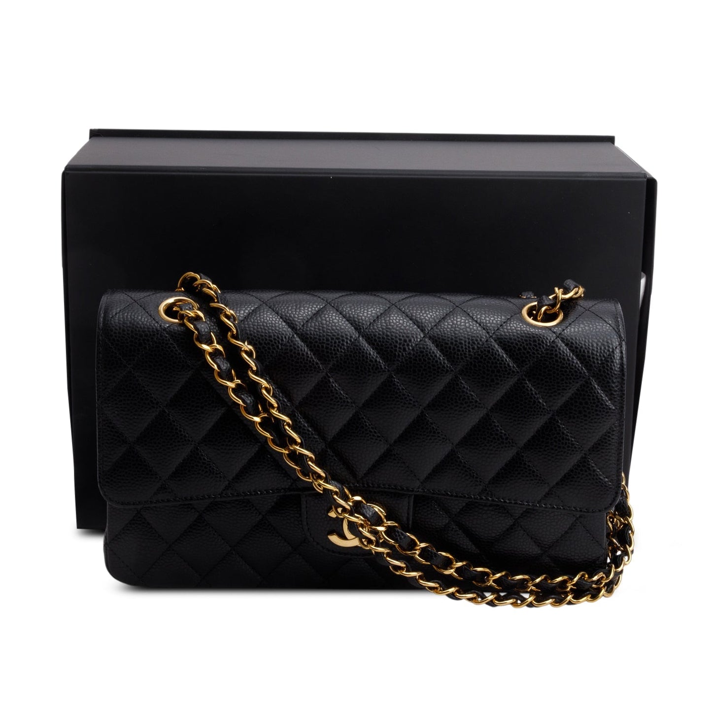 Chanel Caviar Classic Double Flap Black Travel Bag 11