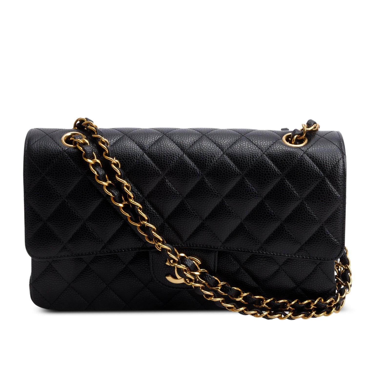 Chanel Caviar Classic Double Flap Black Travel Bag 11