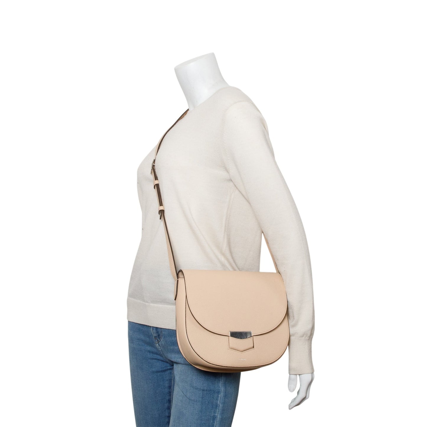 Celine Grained Calfskin Trotteur Crossbody Bag Beige Medium