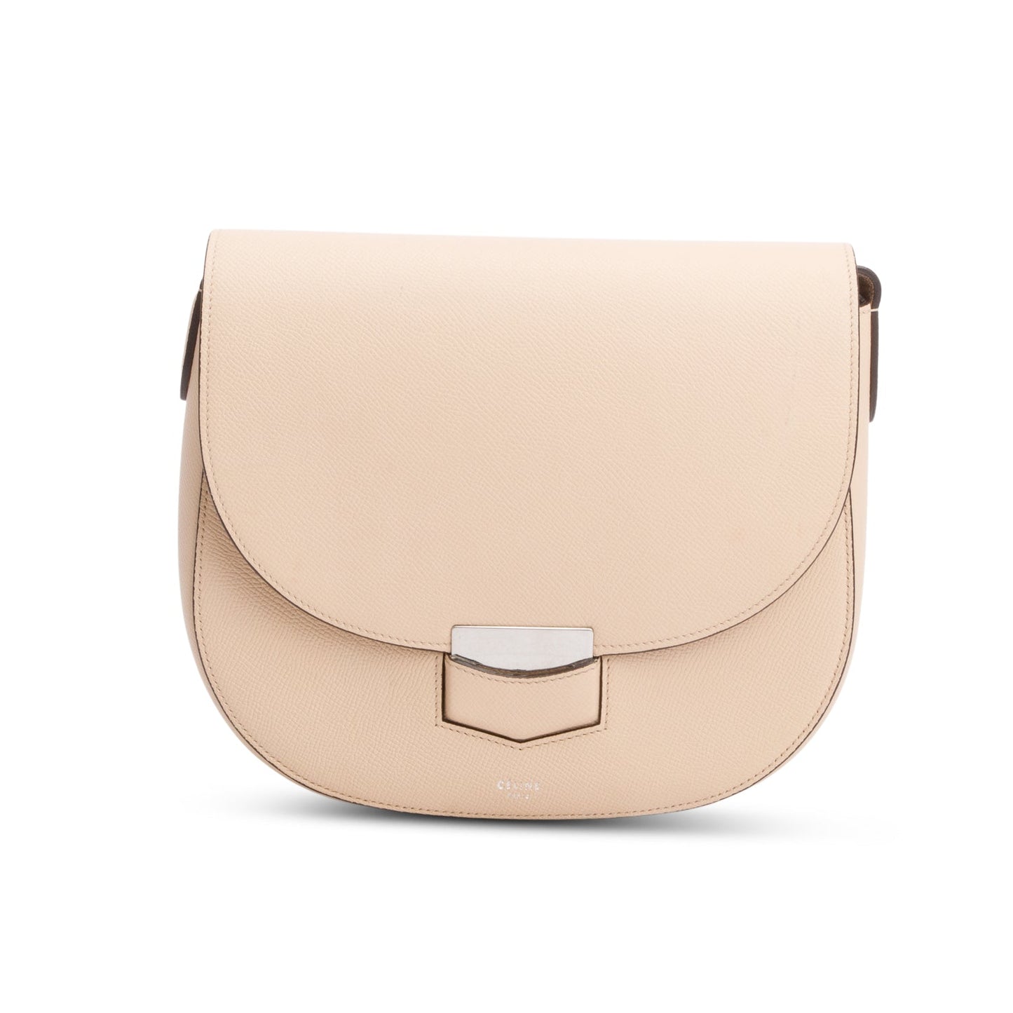 Celine Grained Calfskin Trotteur Crossbody Bag Beige Medium