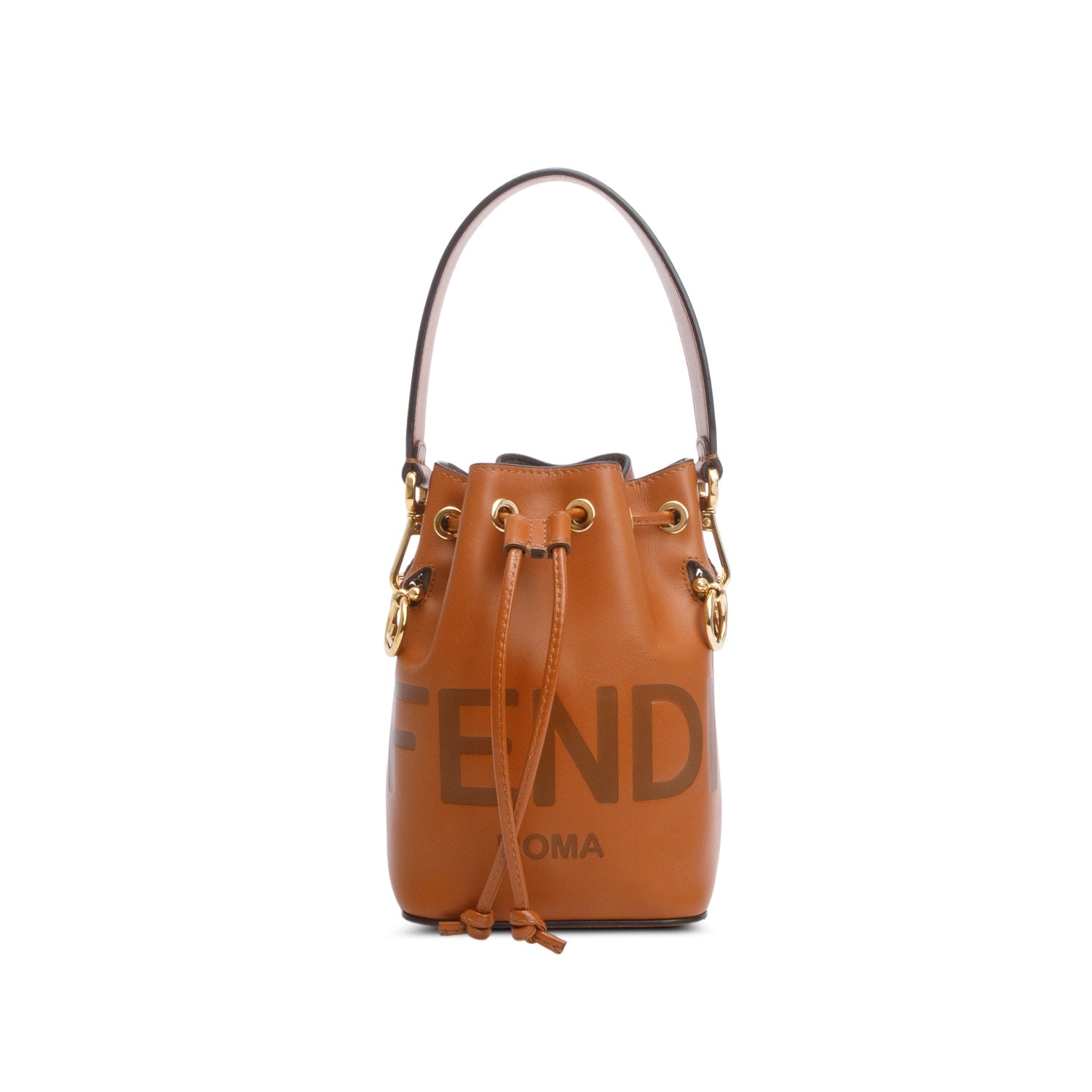 Fendi Vitello Embossed Mon Tresor Bucket Bag Brown Mini