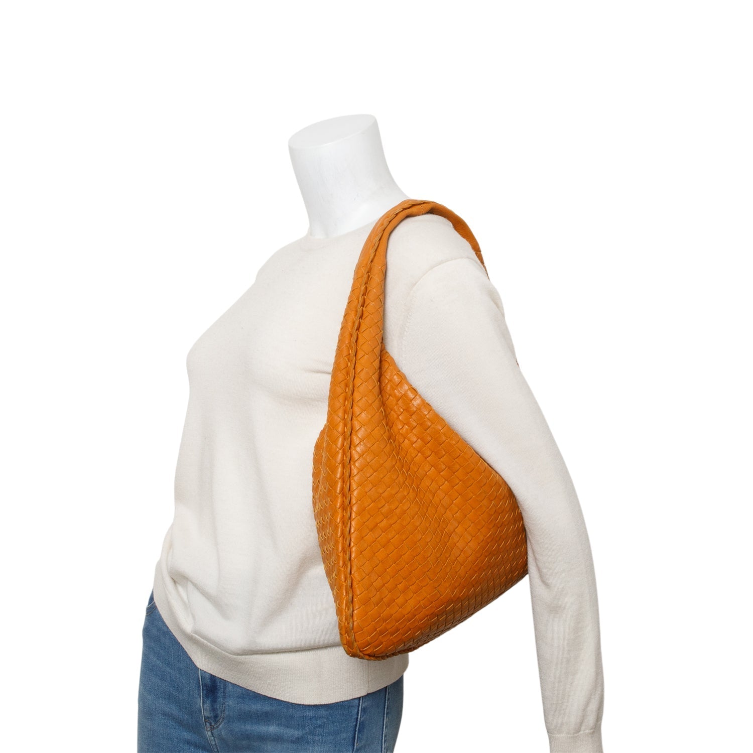 Bottega Veneta Orange Nappa Intrecciato Veneta Hobo Large Travel Bag