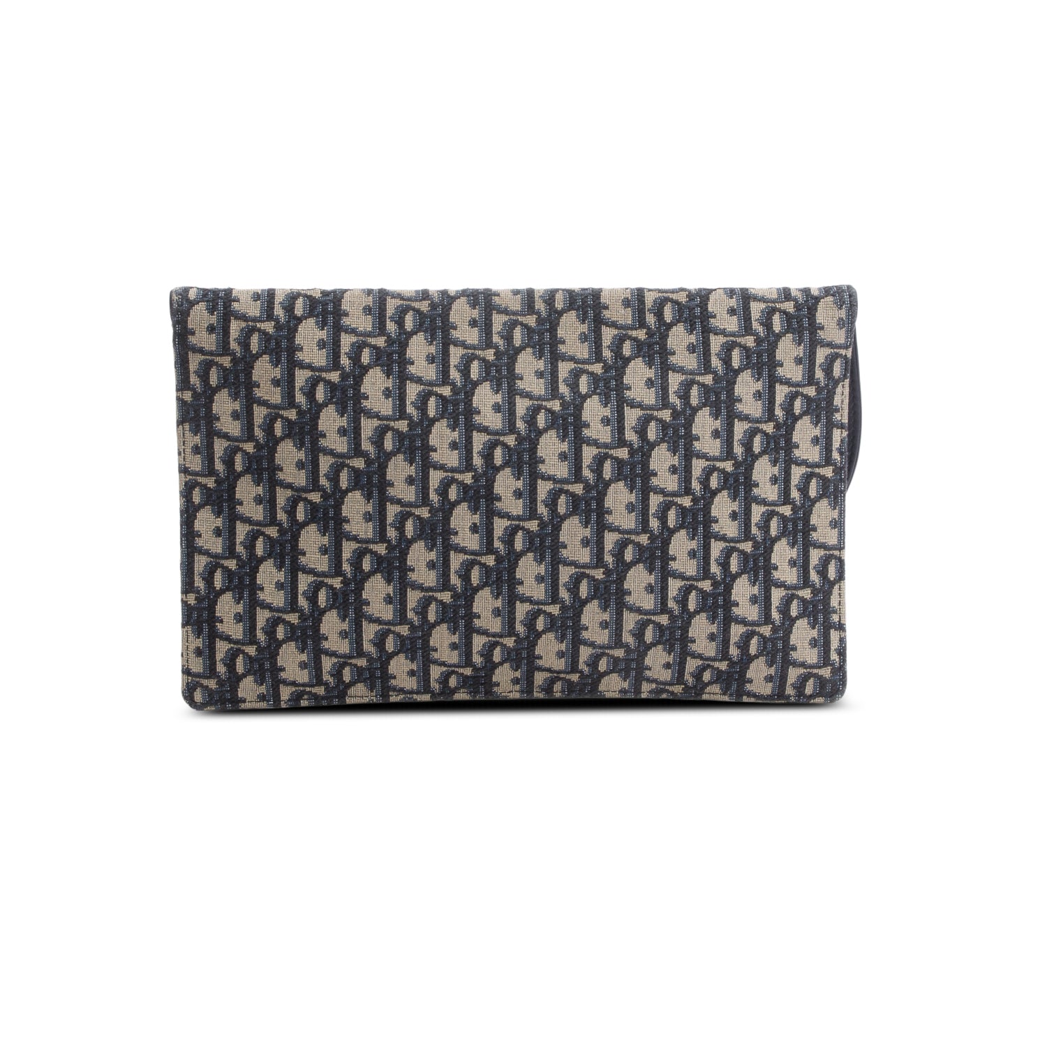 Dior Christian Oblique Jacquard Saddle Pouch Handbag Canvas Blue Travel Bag