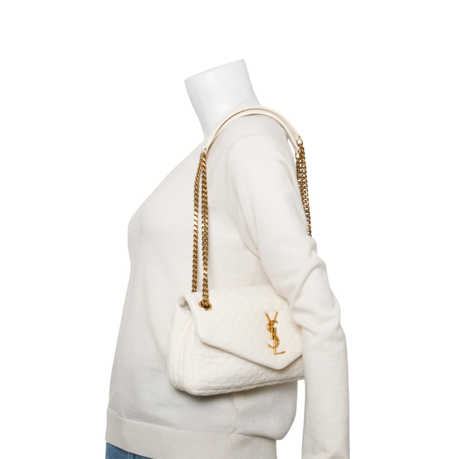 YSL Saint Laurent Organza Calypso Bag White Small Travel Bag