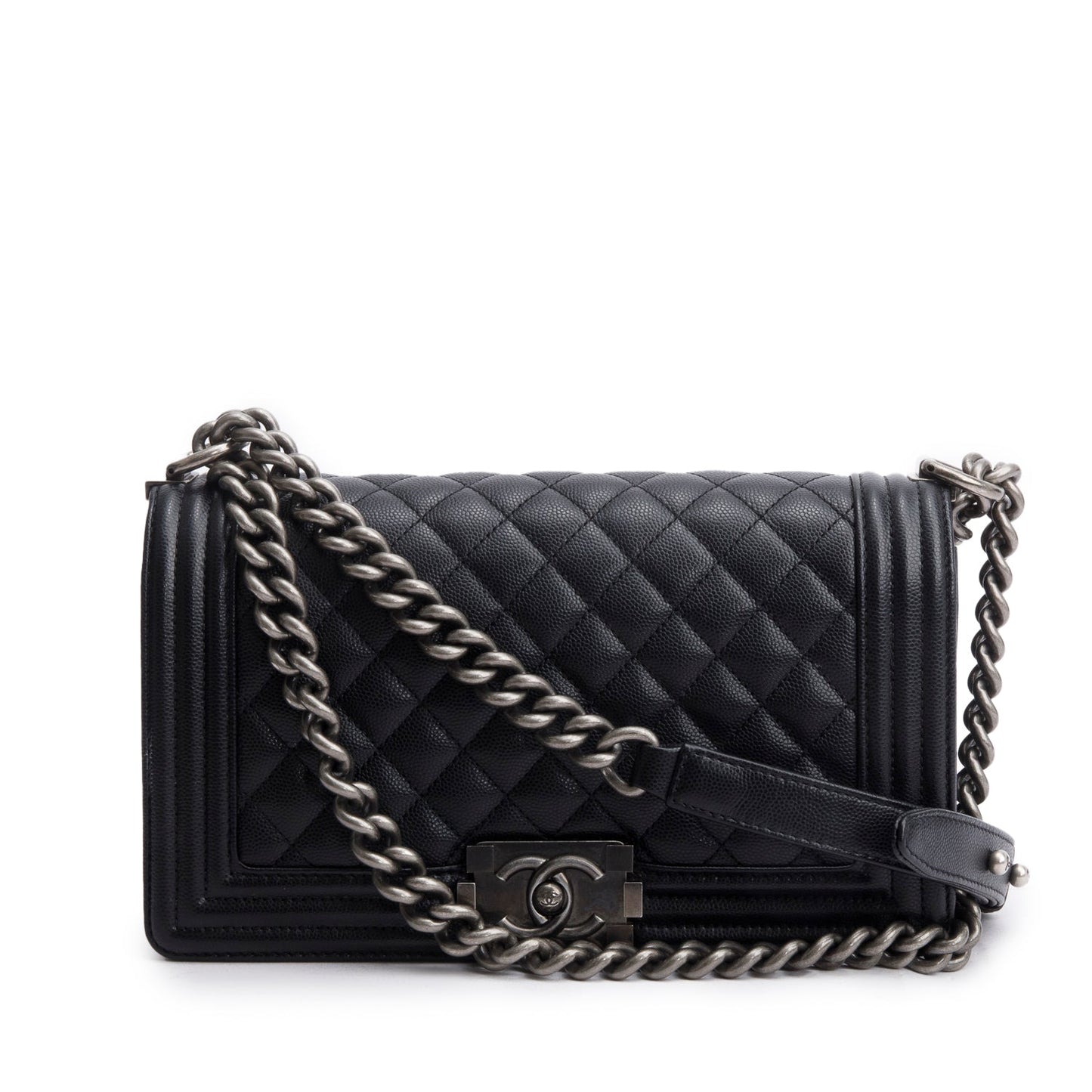 Chanel Caviar Quilted Boy Black Travel Bag Box Receipt