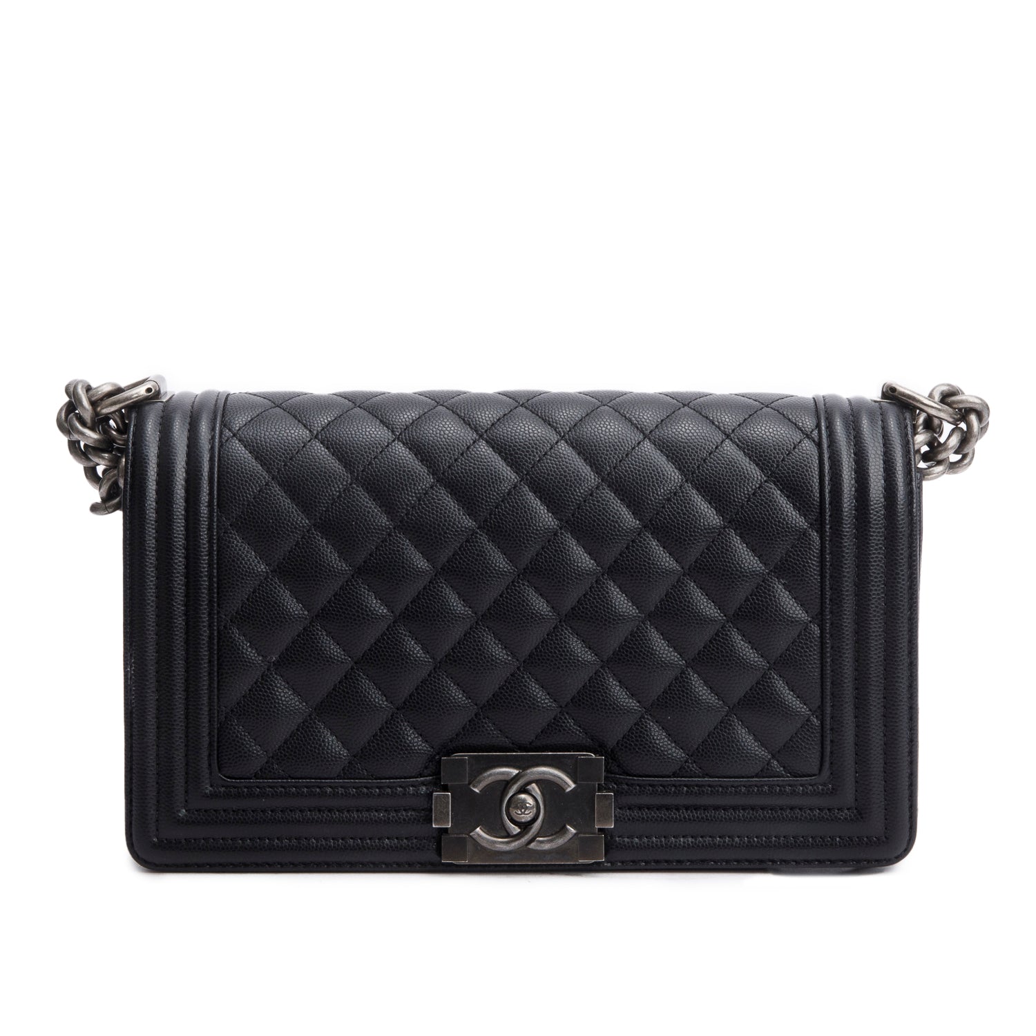 Chanel Caviar Quilted Boy Black Travel Bag Box Receipt