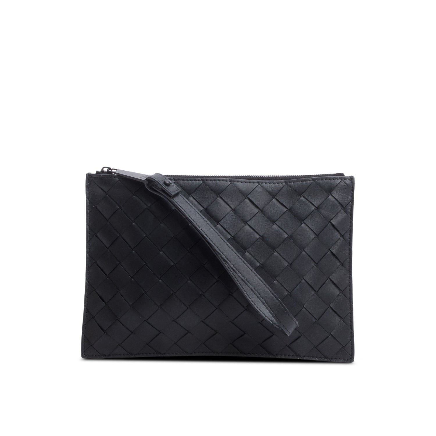 Bottega Veneta Nappa Intrecciato Flat Pouch Travel Bag Leather Black Shoes