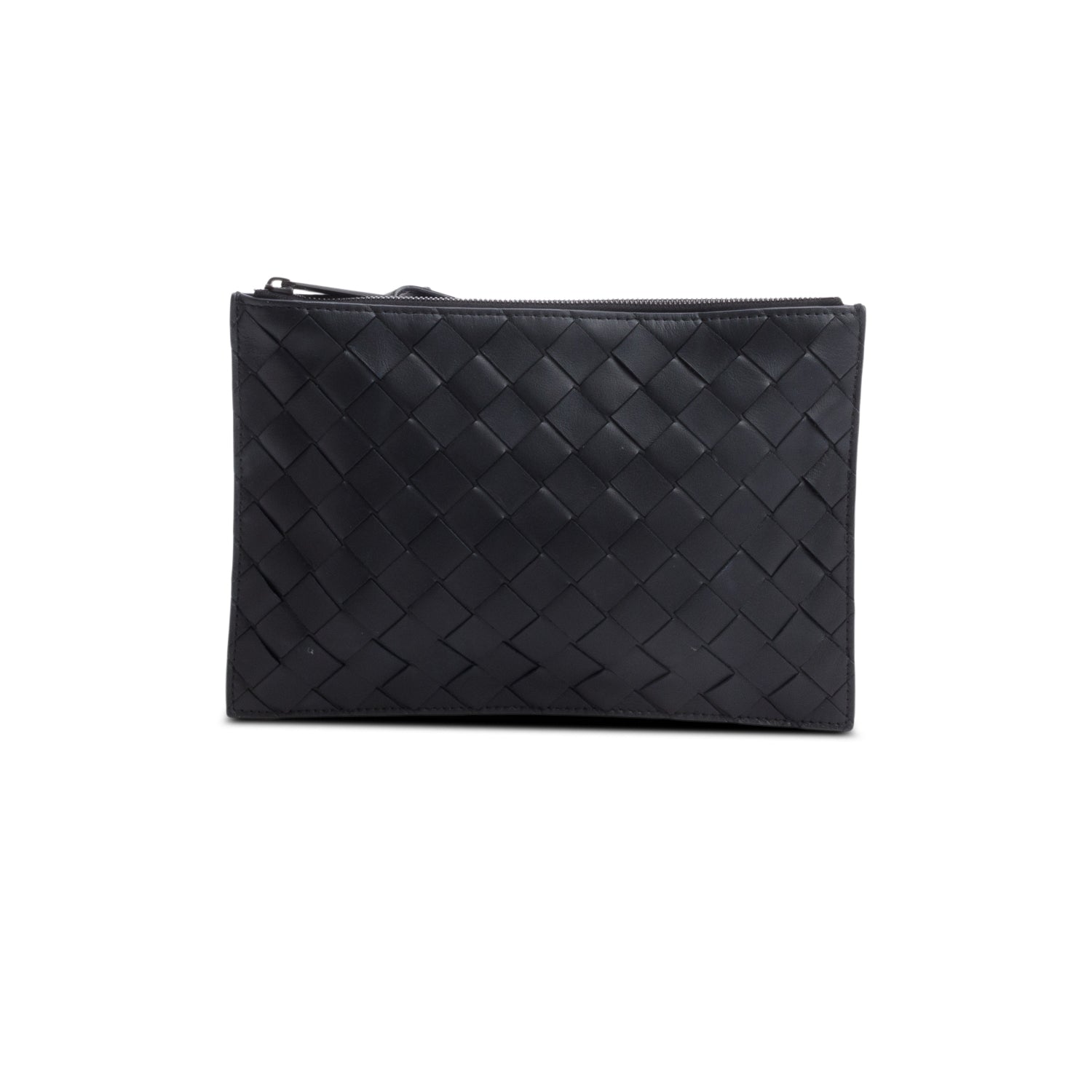 Bottega Veneta Nappa Intrecciato Flat Pouch Travel Bag Leather Black Shoes