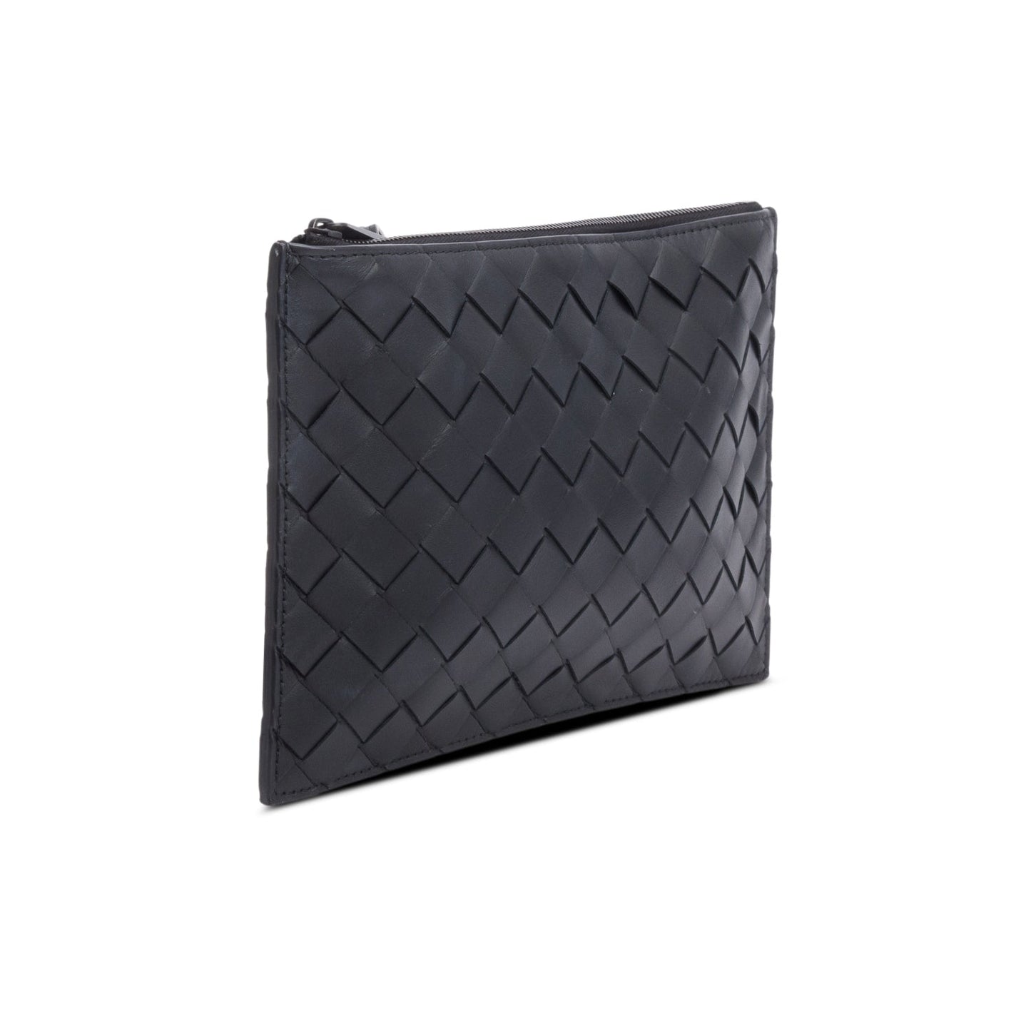 Bottega Veneta Nappa Intrecciato Flat Pouch Travel Bag Leather Black Shoes