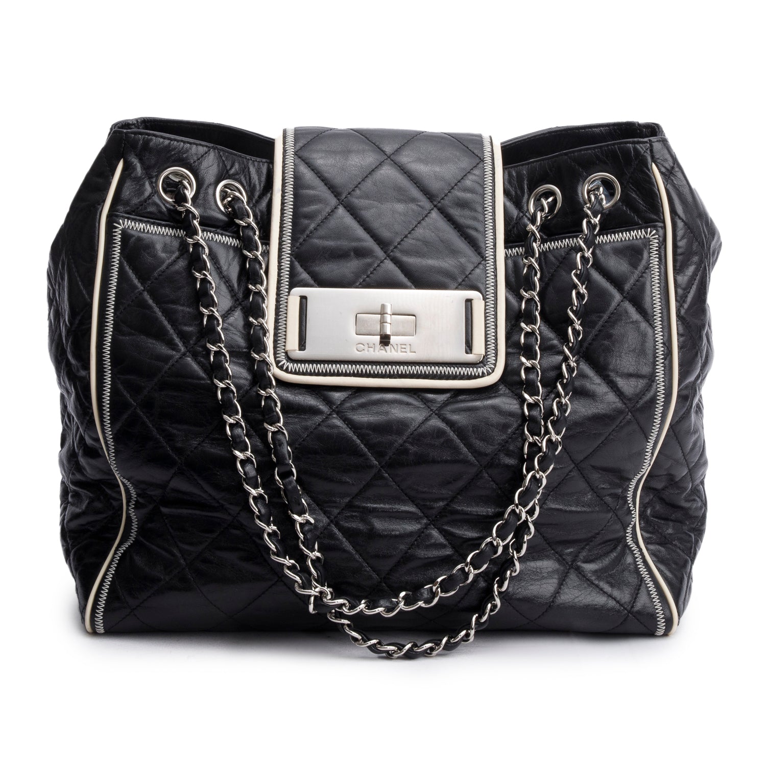 Chanel Glazed North South Reissue Lambskin Black Travel Bag