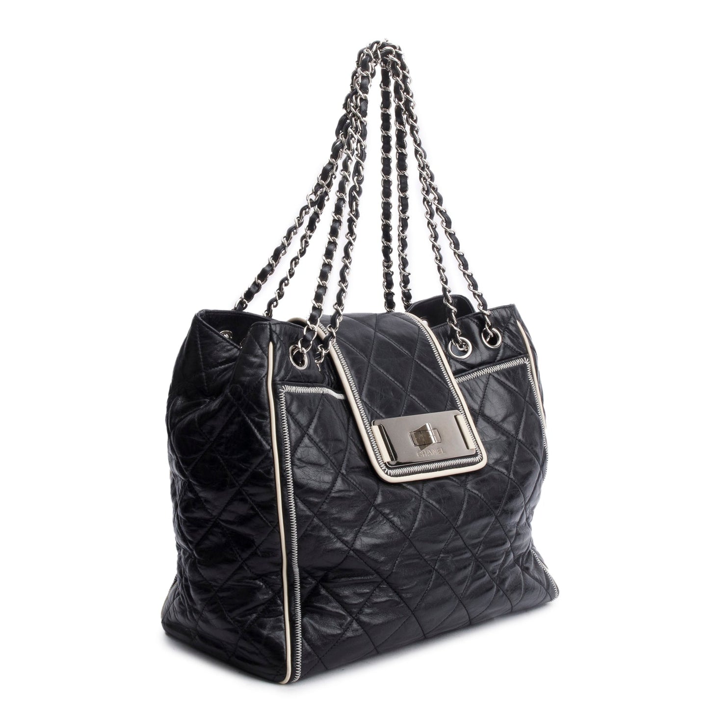 Chanel Glazed North South Reissue Lambskin Black Travel Bag