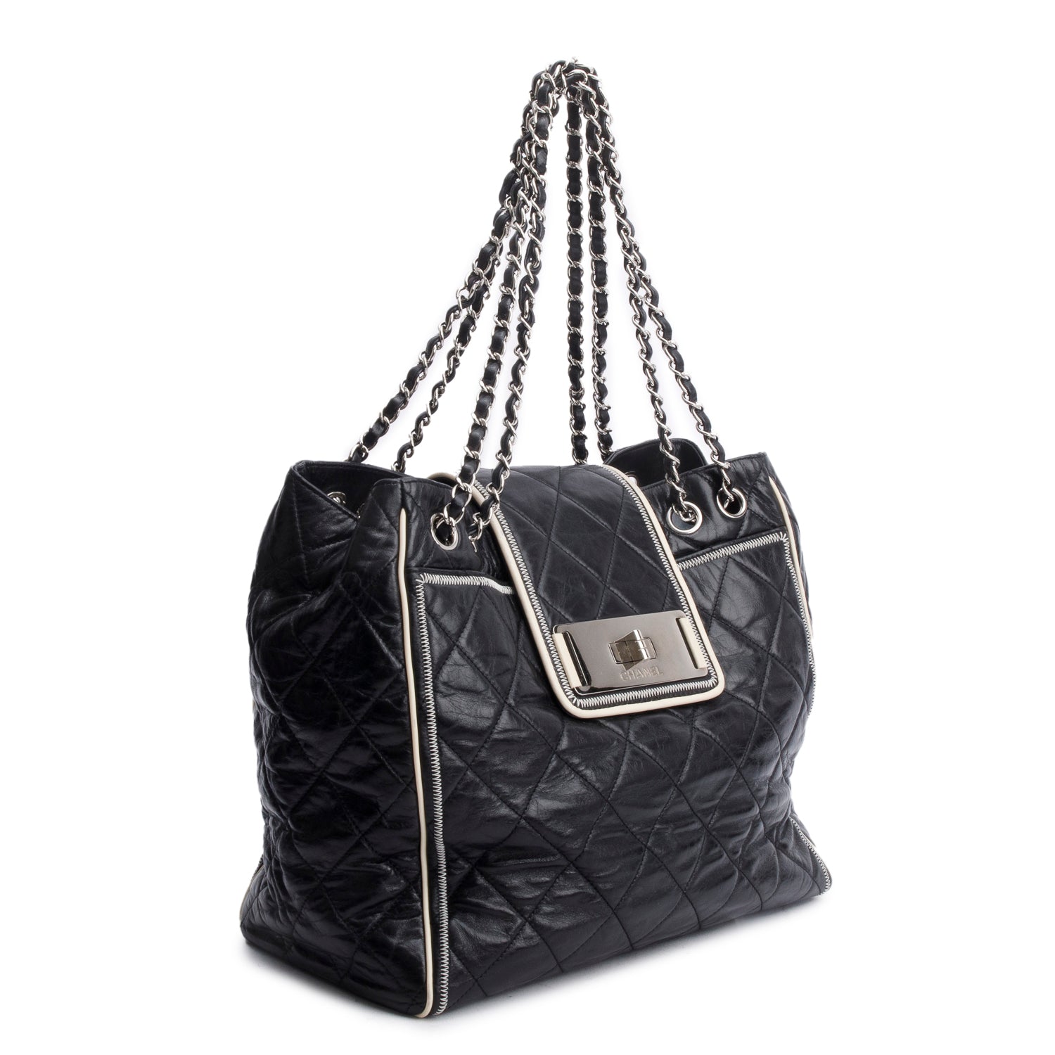 Chanel Glazed North South Reissue Lambskin Black Travel Bag