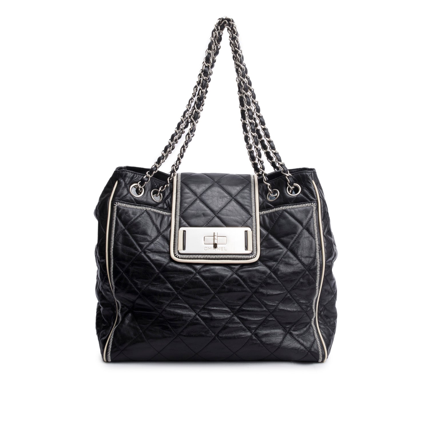 Chanel Glazed North South Reissue Lambskin Black Travel Bag