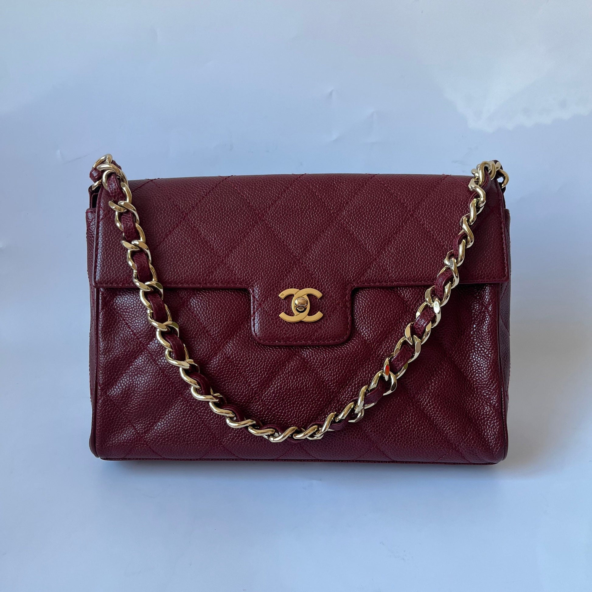 Chanel Burgundy Caviar 24k HW Gold Leather Shoulder Bag