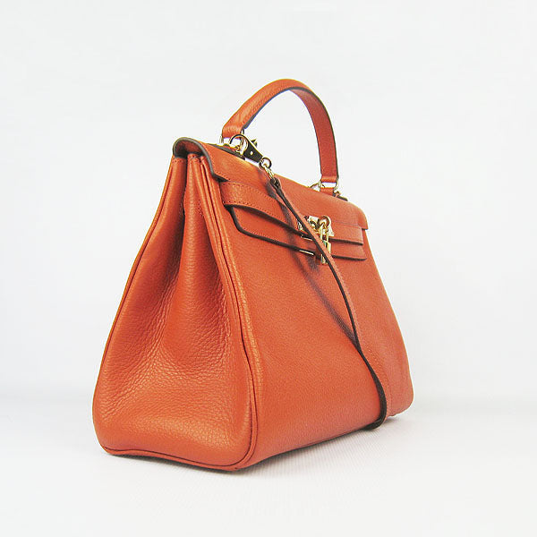 Hermes Luxury Kelly Cm Togo Orange Golden Handbag Leather Travel Bag