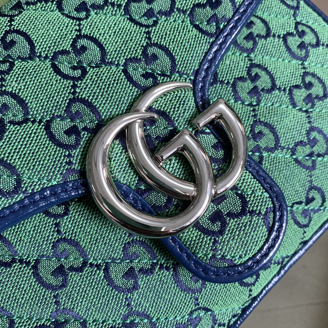 gg Marmont Top Handle 8in Blue Green Multicolour Mini Travel Bag