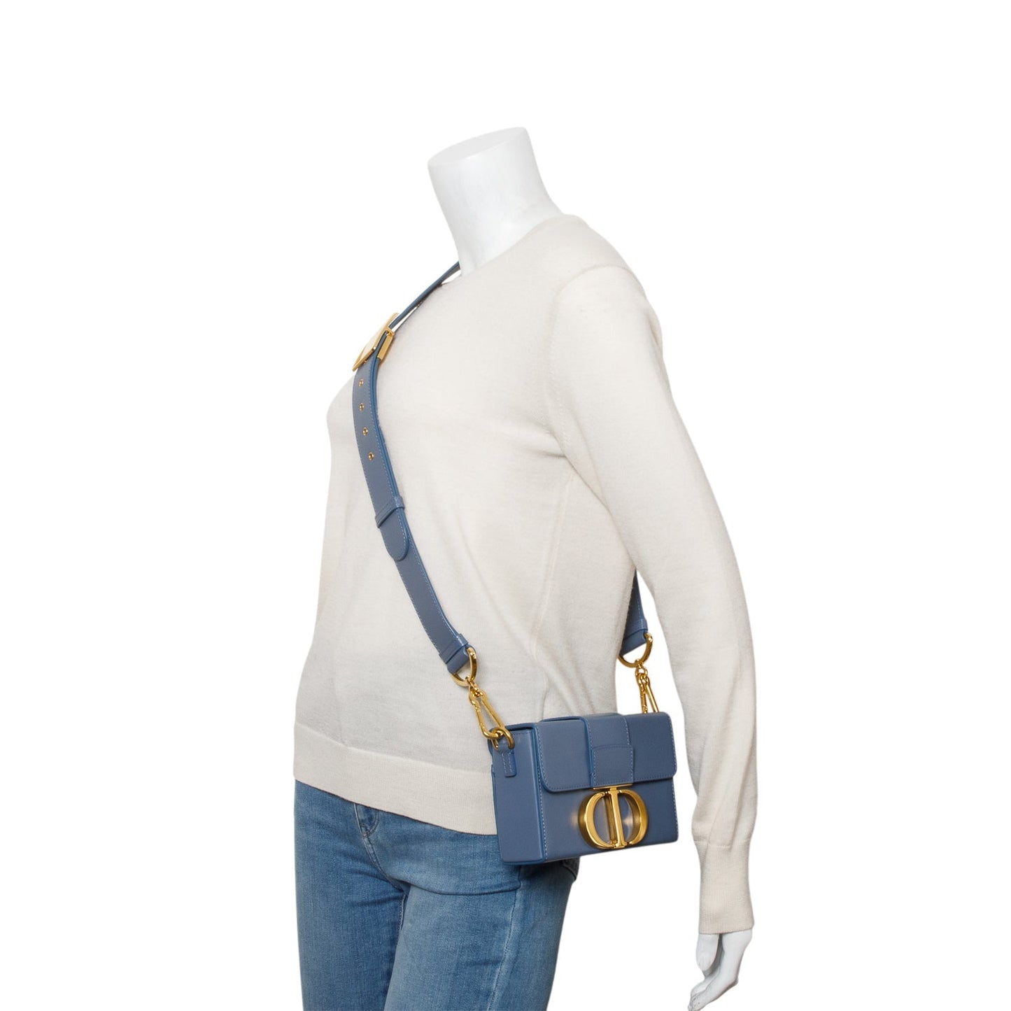 Dior Christian Montaigne Box Bag Leather Blue Travel Bag