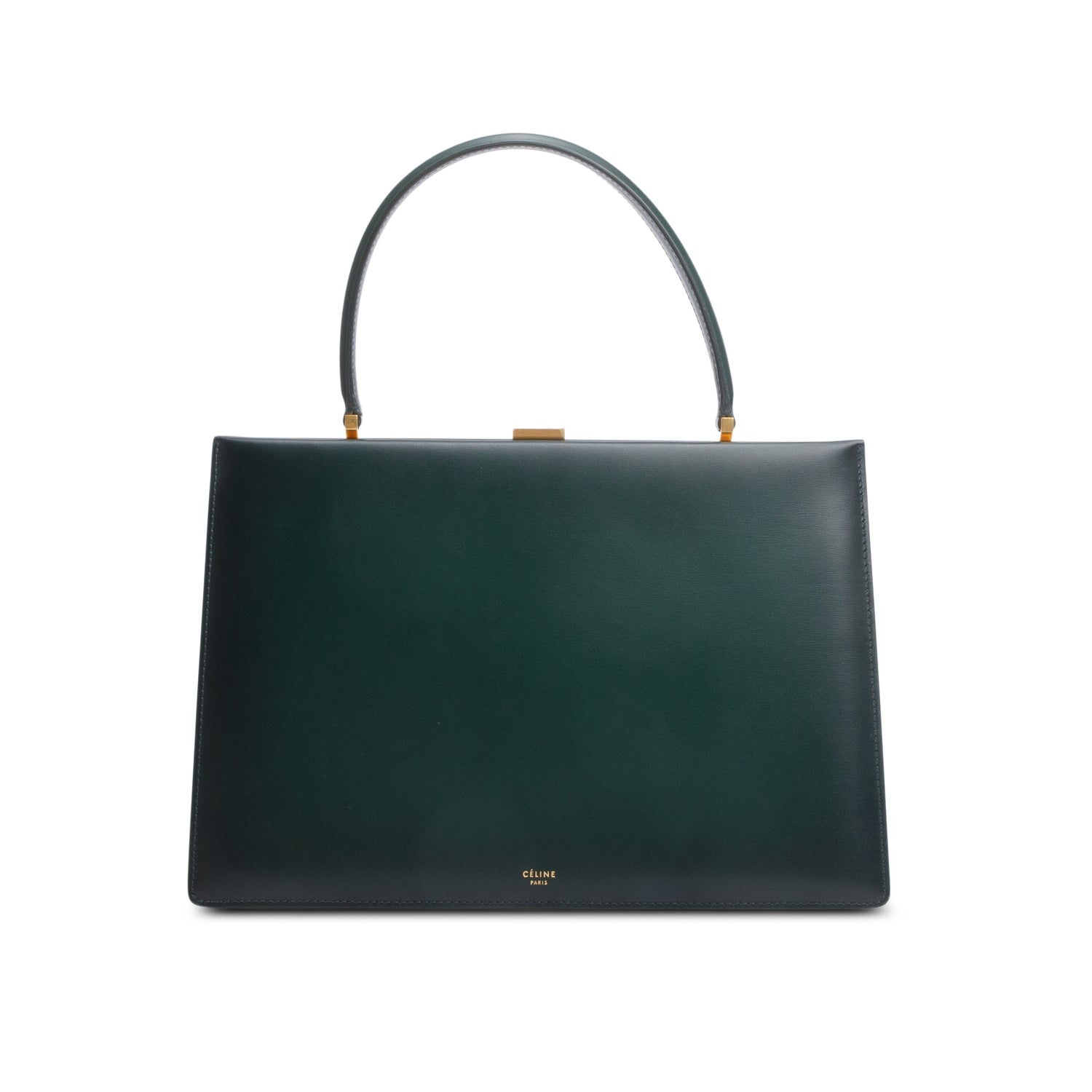 Celine Clasp Bag Leather Green Travel Bag