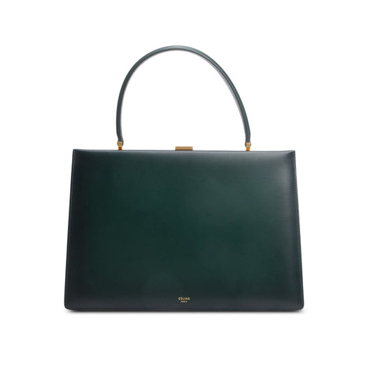 Celine Clasp Bag Leather Green Travel Bag