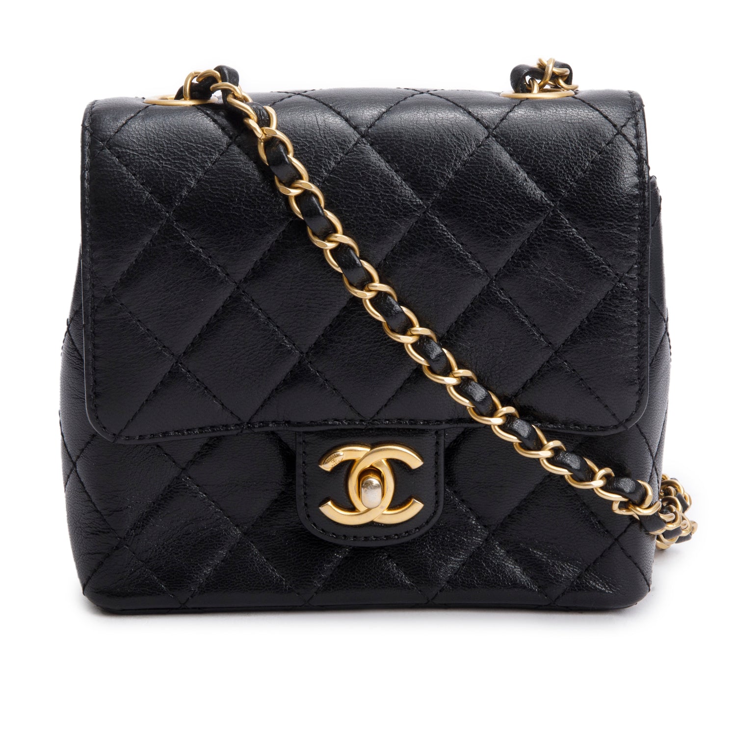 Chanel Goatskin Retro Classic Square Flap Black Travel Bag