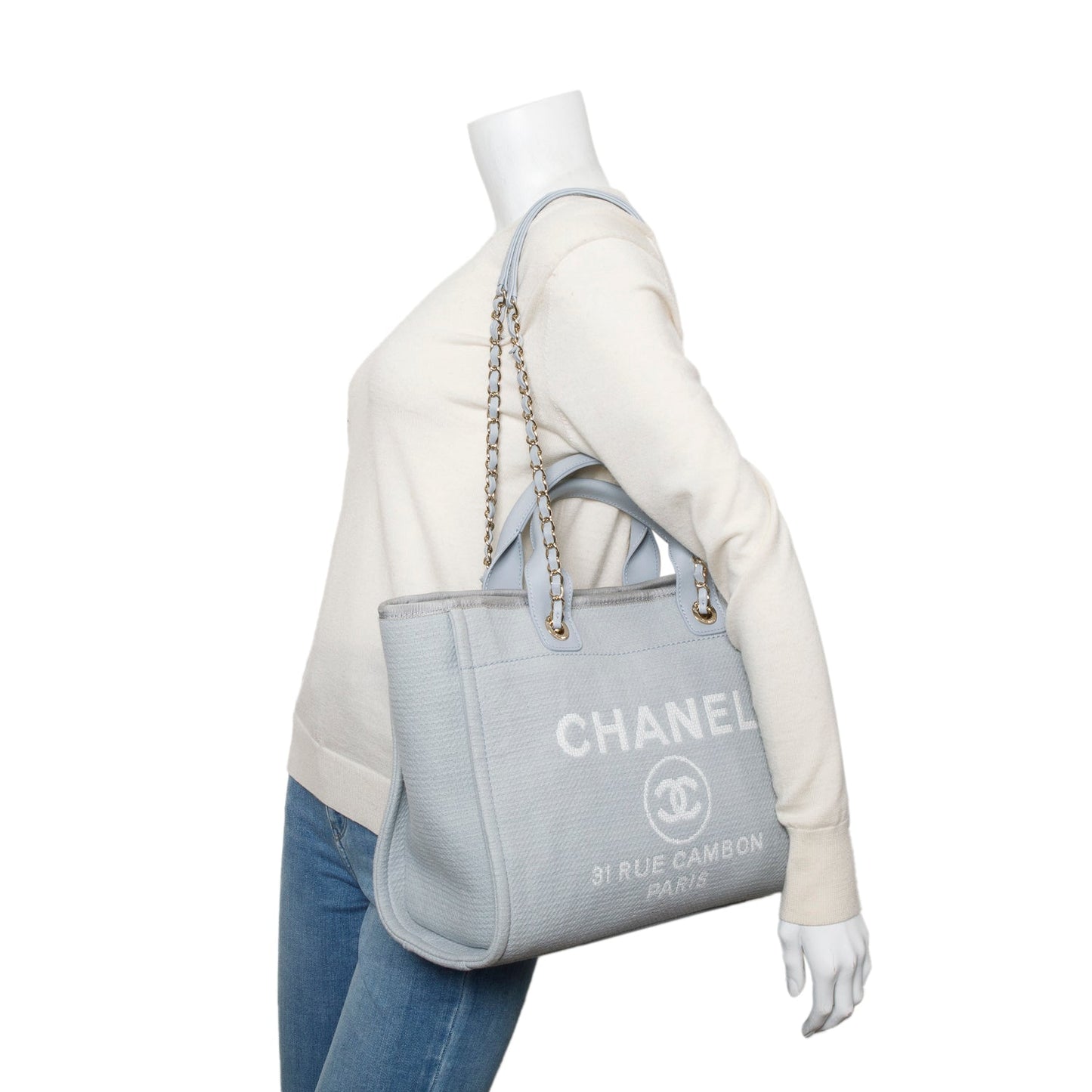 Chanel Mixed Fibers Deauville Blue Travel Bag Pouch Box